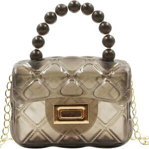 Adorable Mini Jelly Purse for Girls - Transparent Crossbody with Pearl Handle